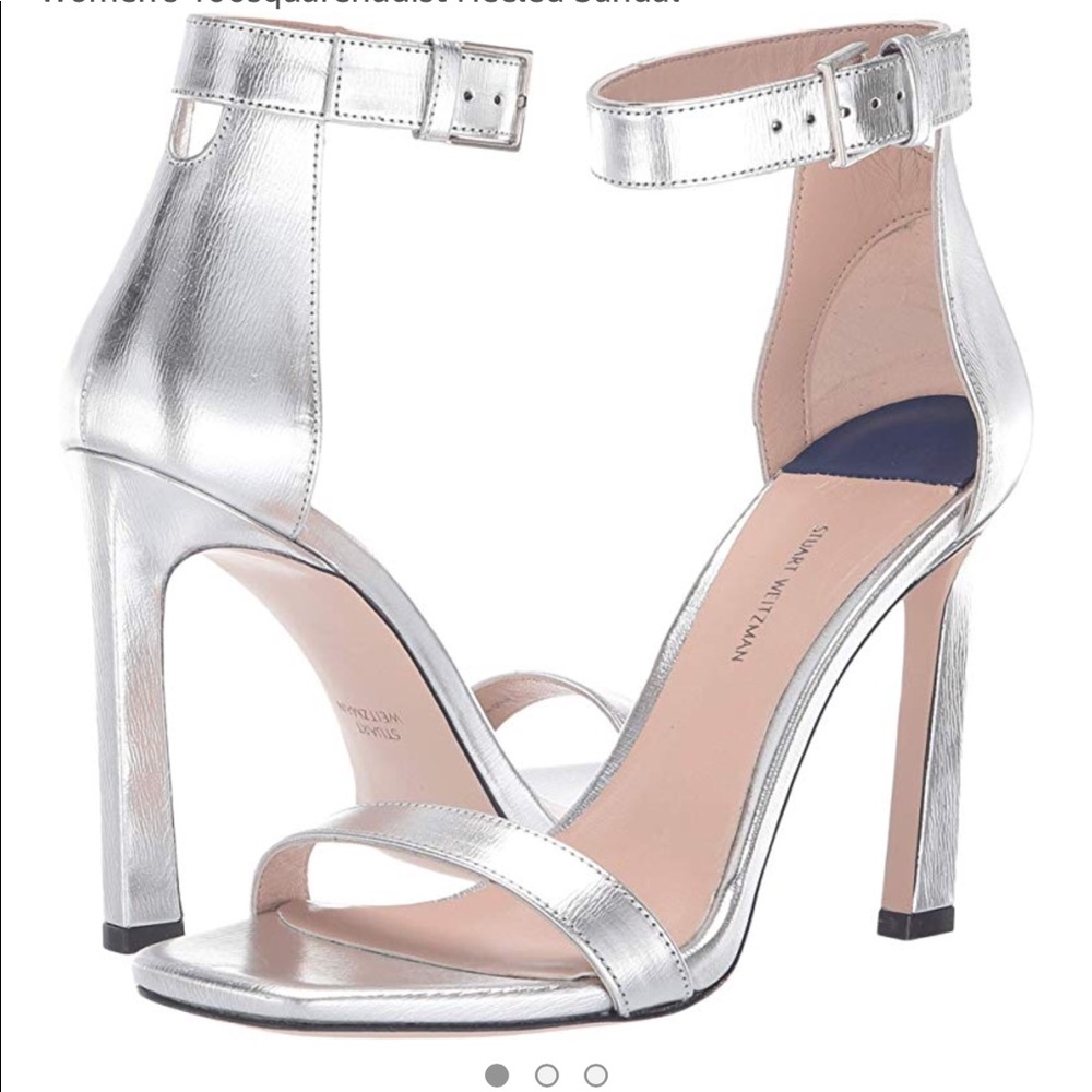 New Stuart Weitzmann Silver Sandal Heels